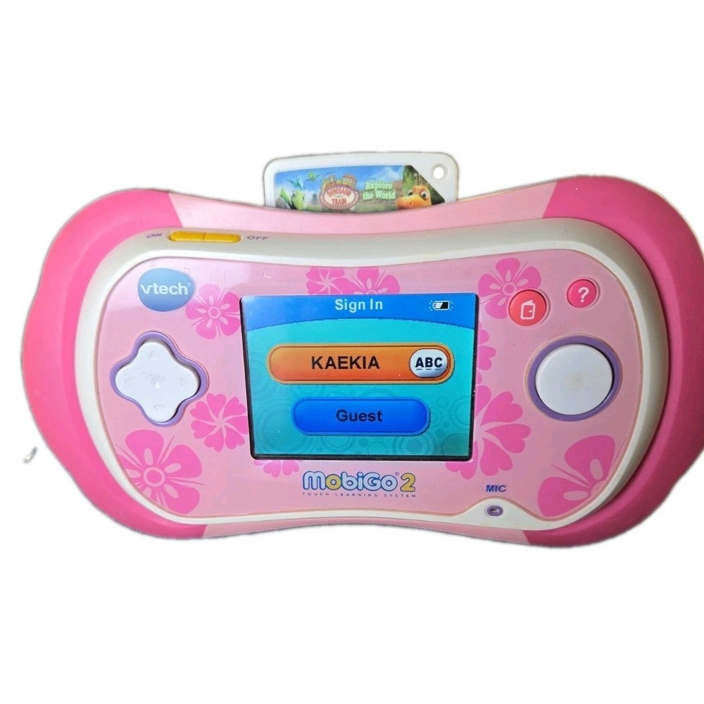 VTech MobiGo 2 Touch Learning System Pink Console Game Dinosaur Train Bundle